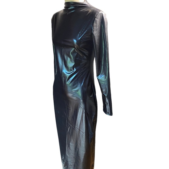 SEXY! Black Lycra “Rubber” slip on dress. Size Medium. Mock turtleneck. - Picture 4 of 10